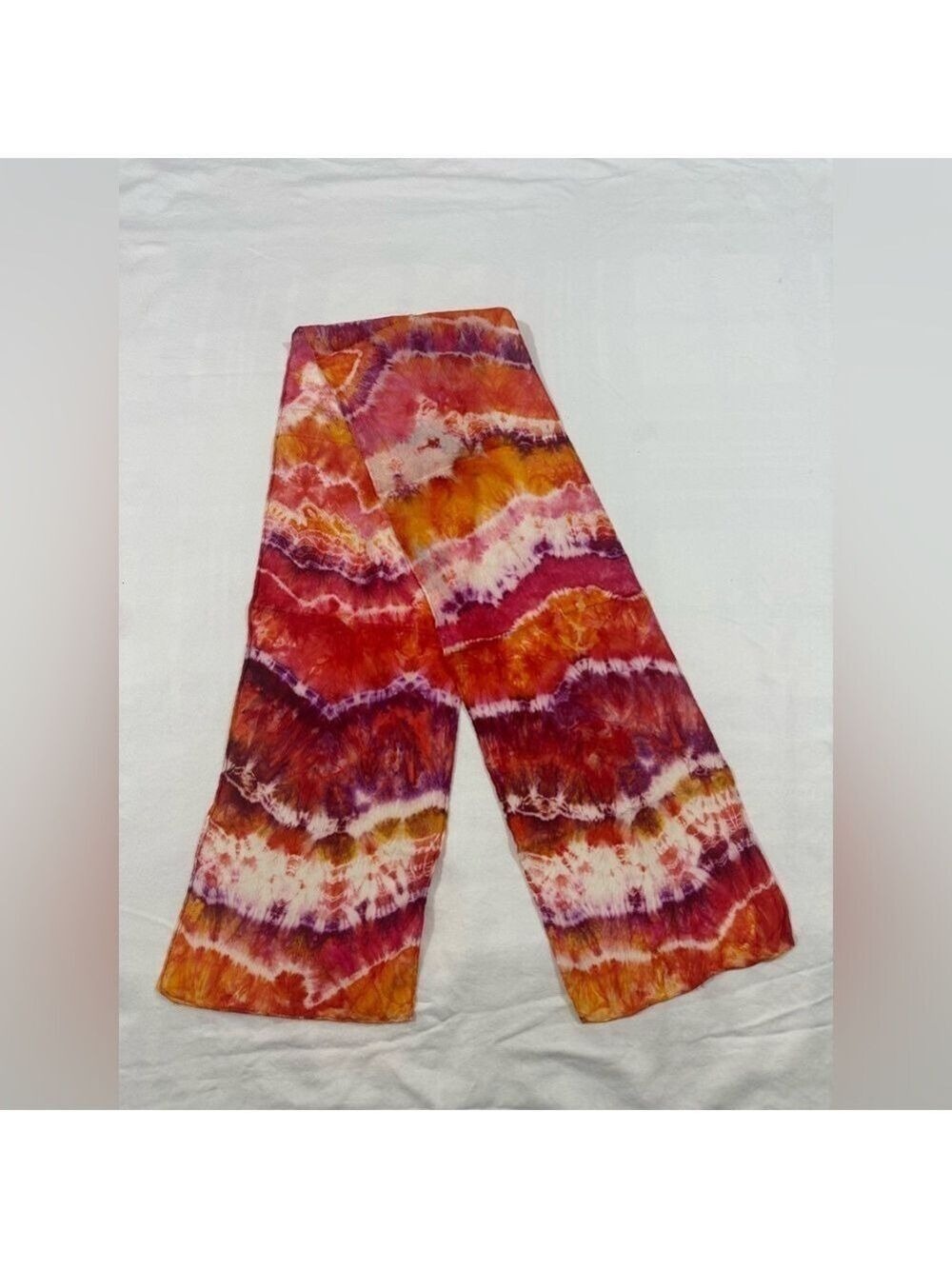 Boho Tie Dye Scarf Long Narrow Wrap Festival 51x8”